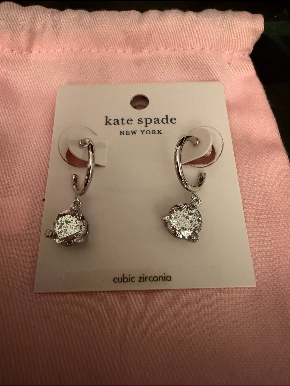 NWT - kate spade Silver-Tone Stud Earrings - cubic zirconia